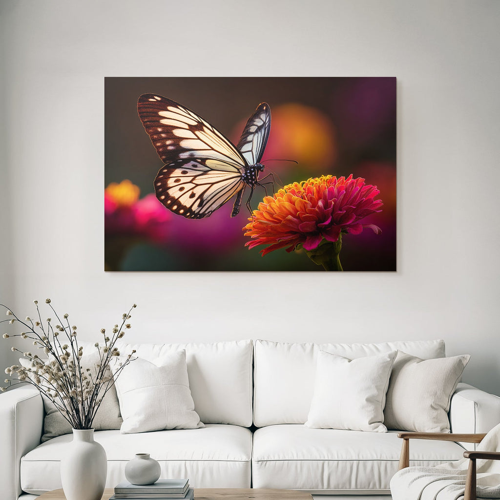 Schmetterling Sitzt Auf Einer Leuchtenden Blume