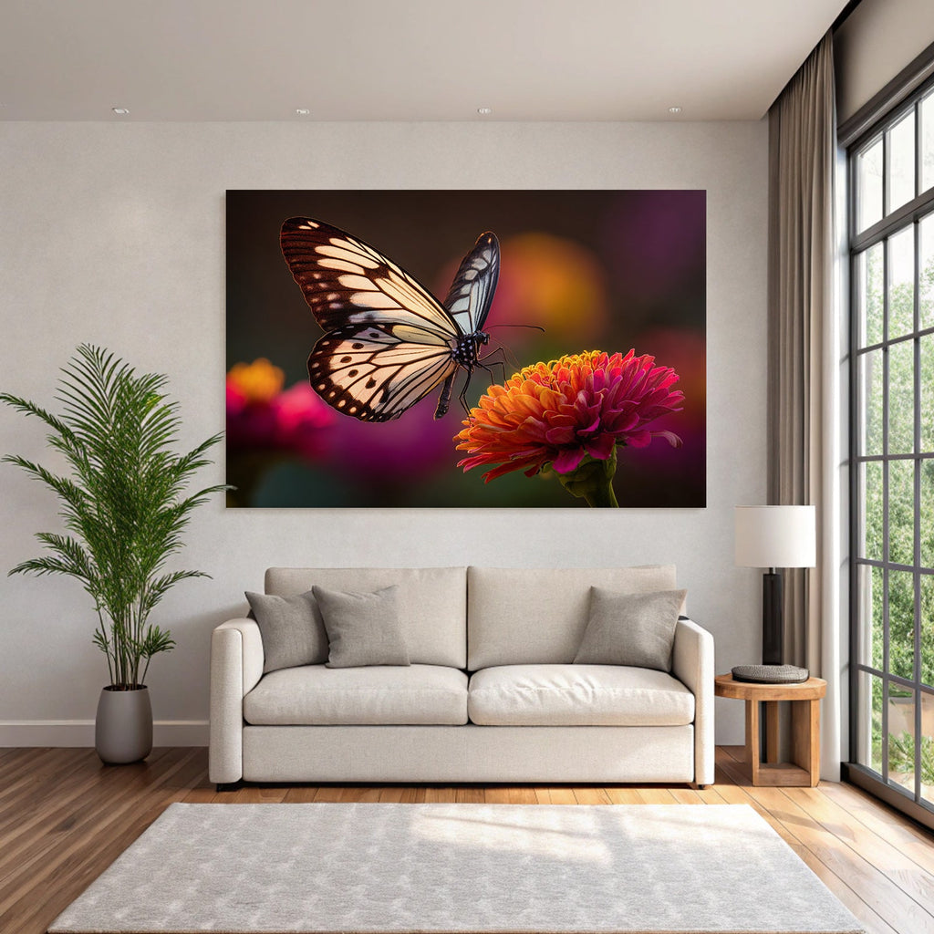Schmetterling Sitzt Auf Einer Leuchtenden Blume