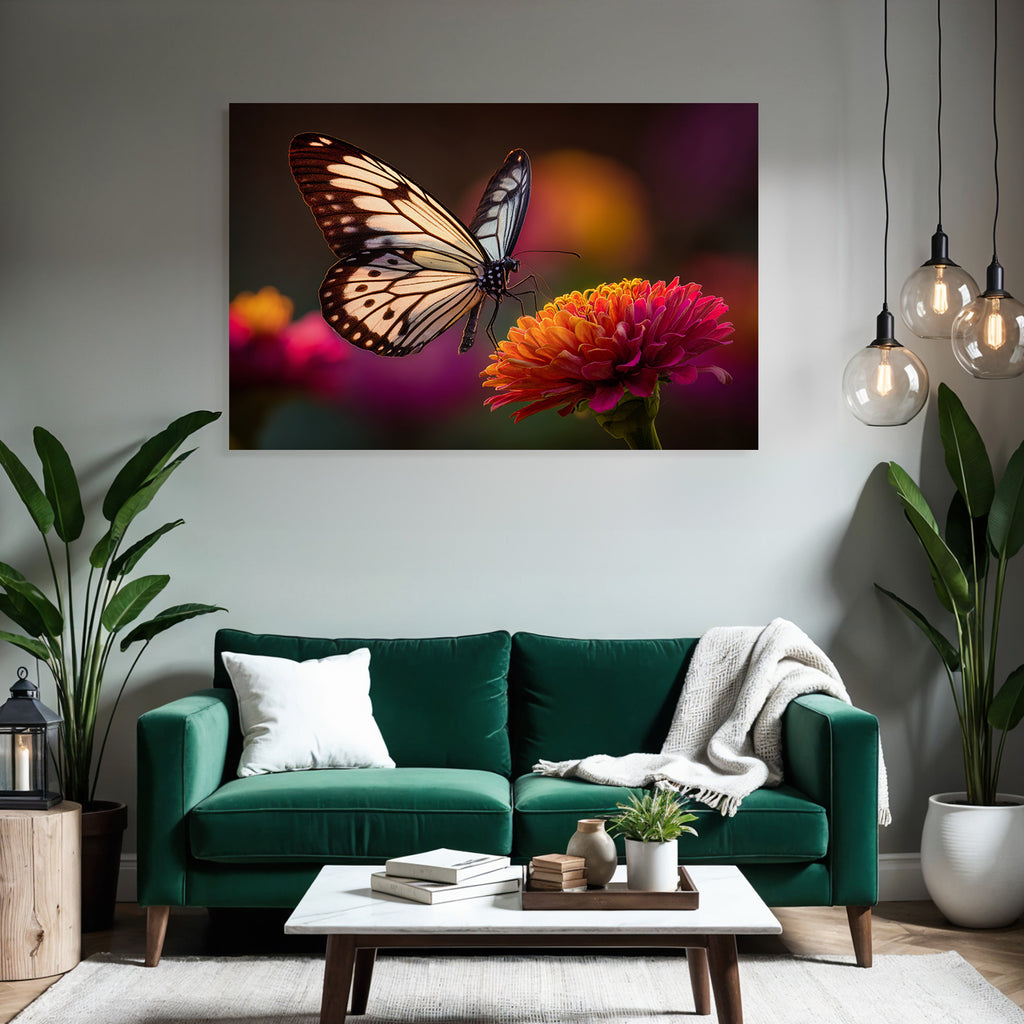 Schmetterling Sitzt Auf Einer Leuchtenden Blume