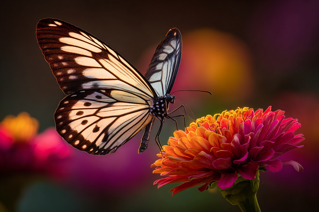 Schmetterling Sitzt Auf Einer Leuchtenden Blume | Insekten und Amphibien | Tiere