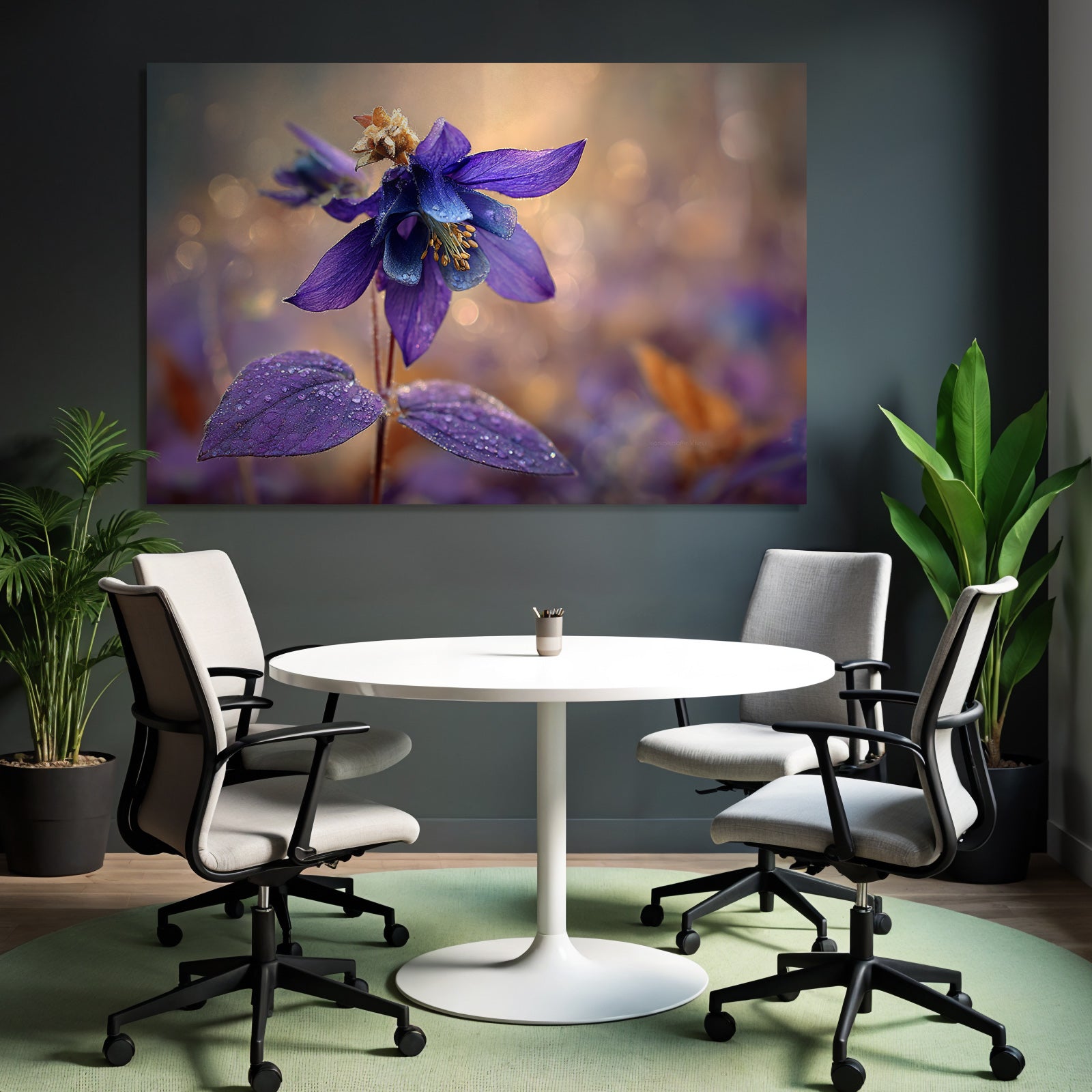 Schöne Violette Blume Mit Wassertropfen