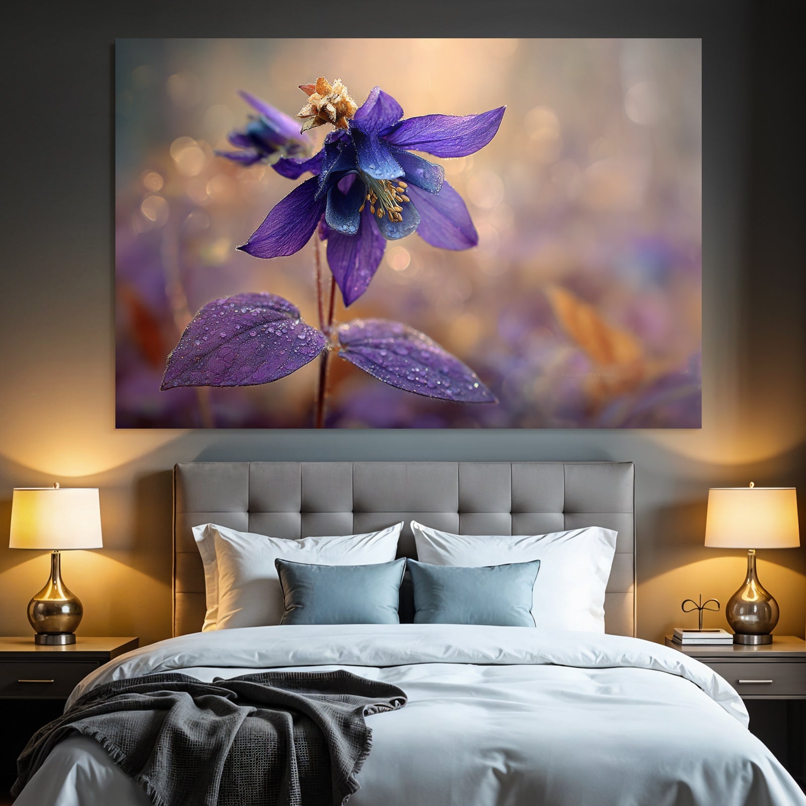 Schöne Violette Blume Mit Wassertropfen