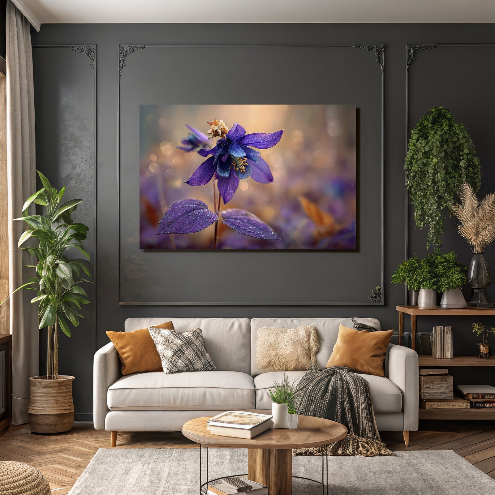 Schöne Violette Blume Mit Wassertropfen