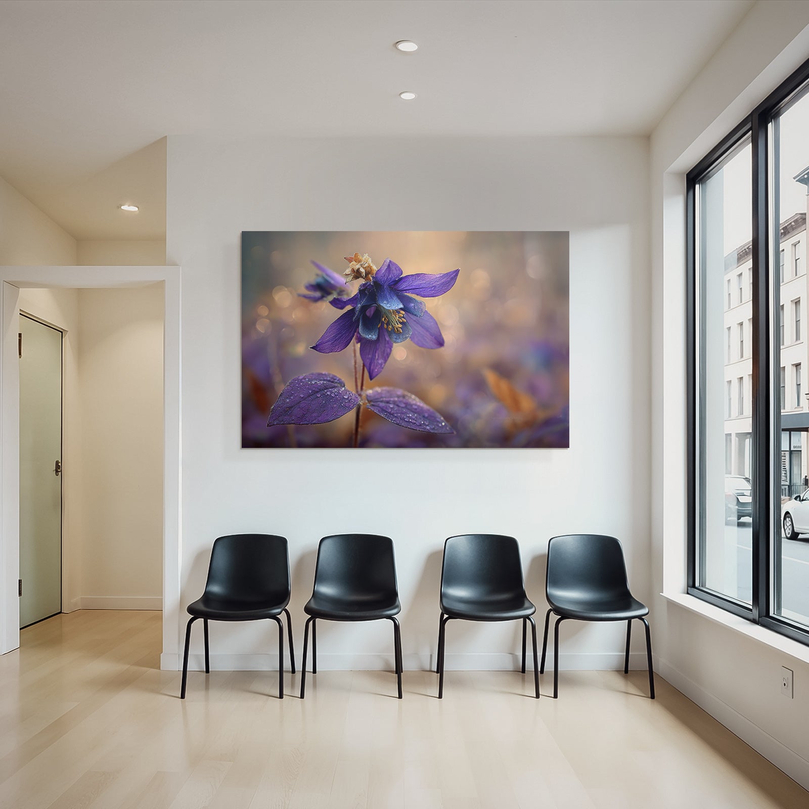 Schöne Violette Blume Mit Wassertropfen