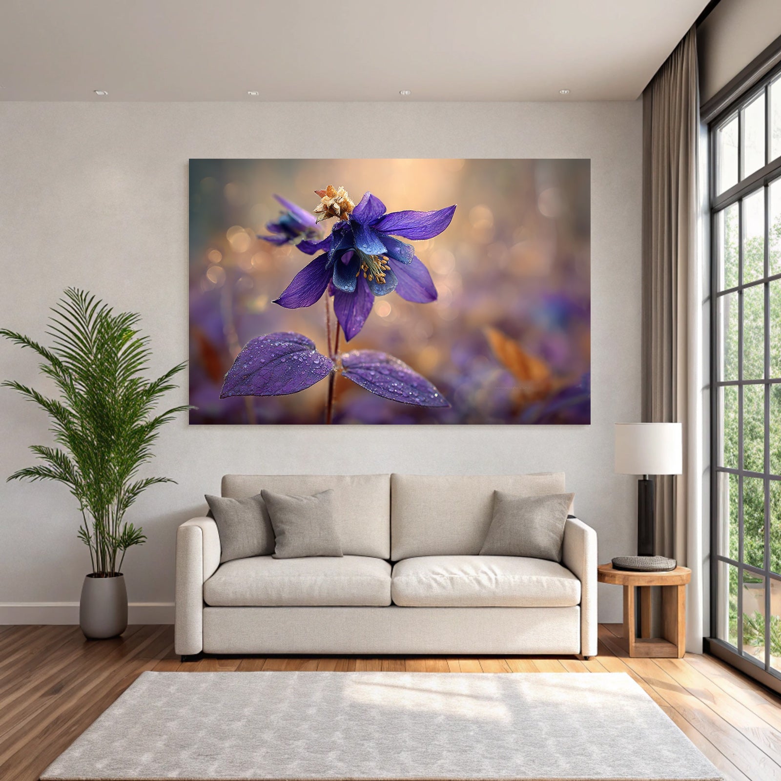 Schöne Violette Blume Mit Wassertropfen