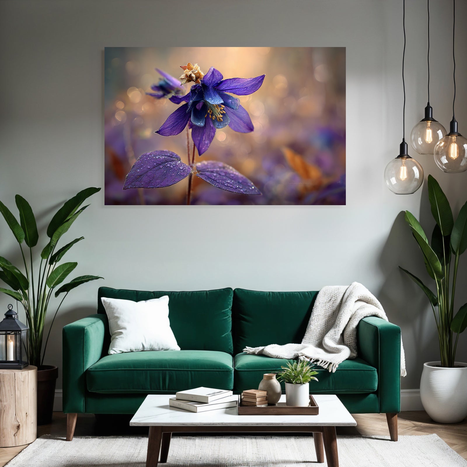 Schöne Violette Blume Mit Wassertropfen