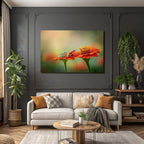 Zwei Frösche Auf Hellorangener Blume Traumhafter Hintergrund