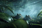 Zwei Frösche Im Unterwasser Mit Moosigem Boden Und Allerhand Pflanzen | Insekten und Amphibien | Tiere