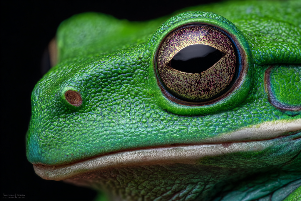 Nahaufnahme Einer Grünen Frosch Textur Und Augendetails | Insekten und Amphibien | Tiere