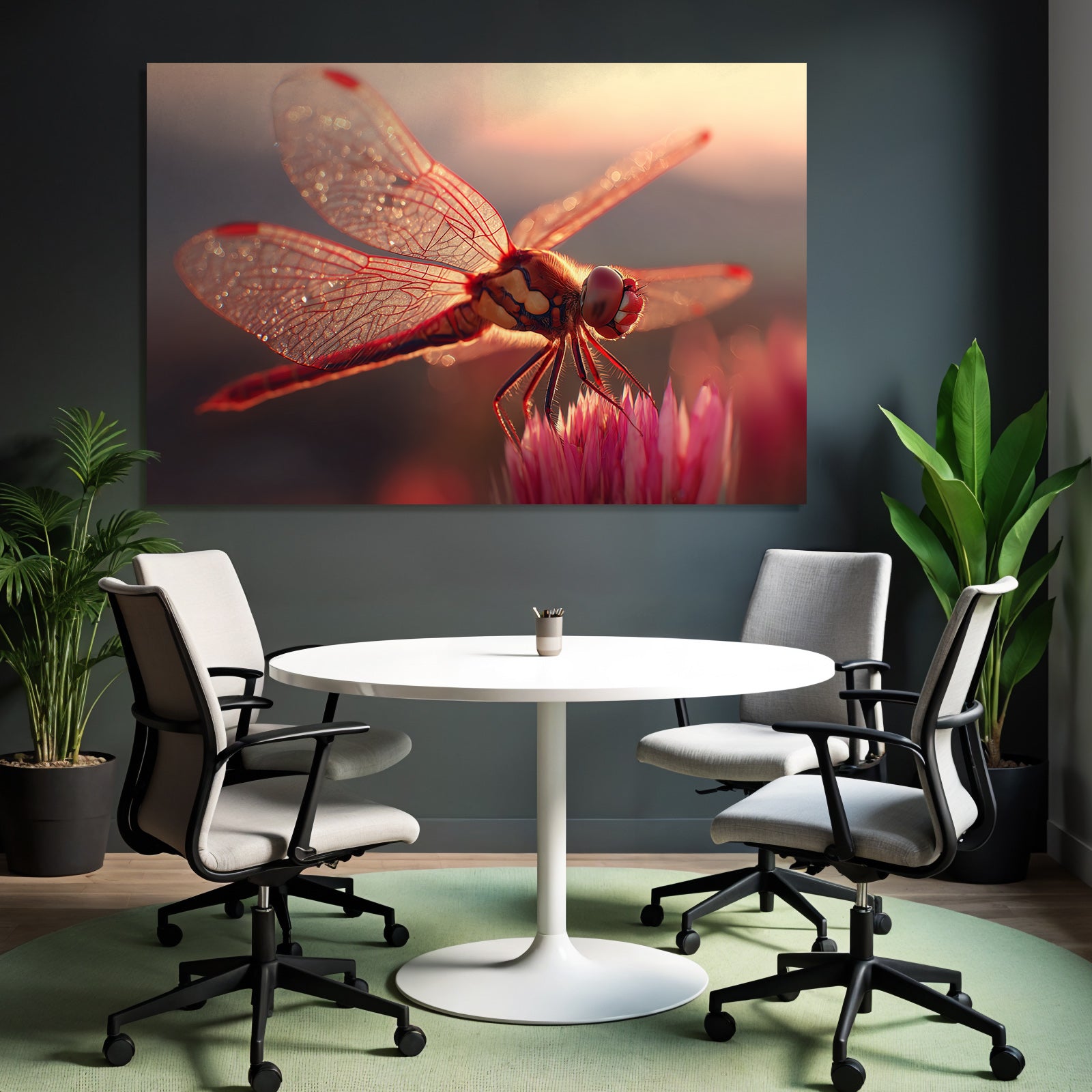 Nahaufnahme Einer Libelle Auf Rosafarbenen Blume