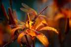 Zwei Libellen Auf Oranger Blume Mit Unscharfem Hintergrund | Insekten und Amphibien | Tiere