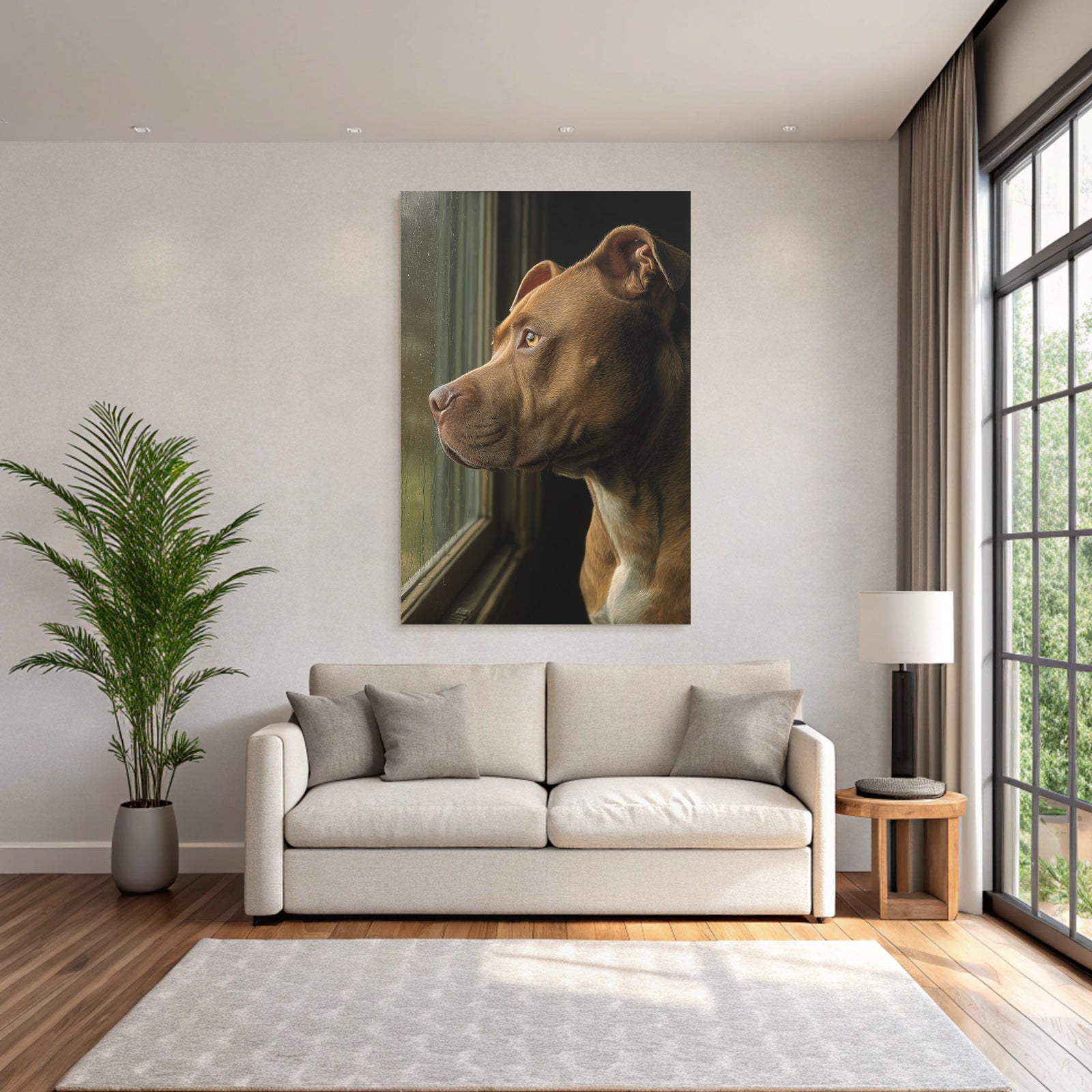 Brauner Hund Aus Dem Fenster Blickend Regnerischer Tag