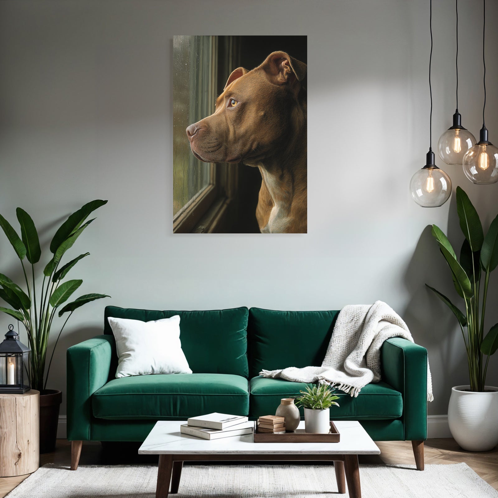 Brauner Hund Aus Dem Fenster Blickend Regnerischer Tag