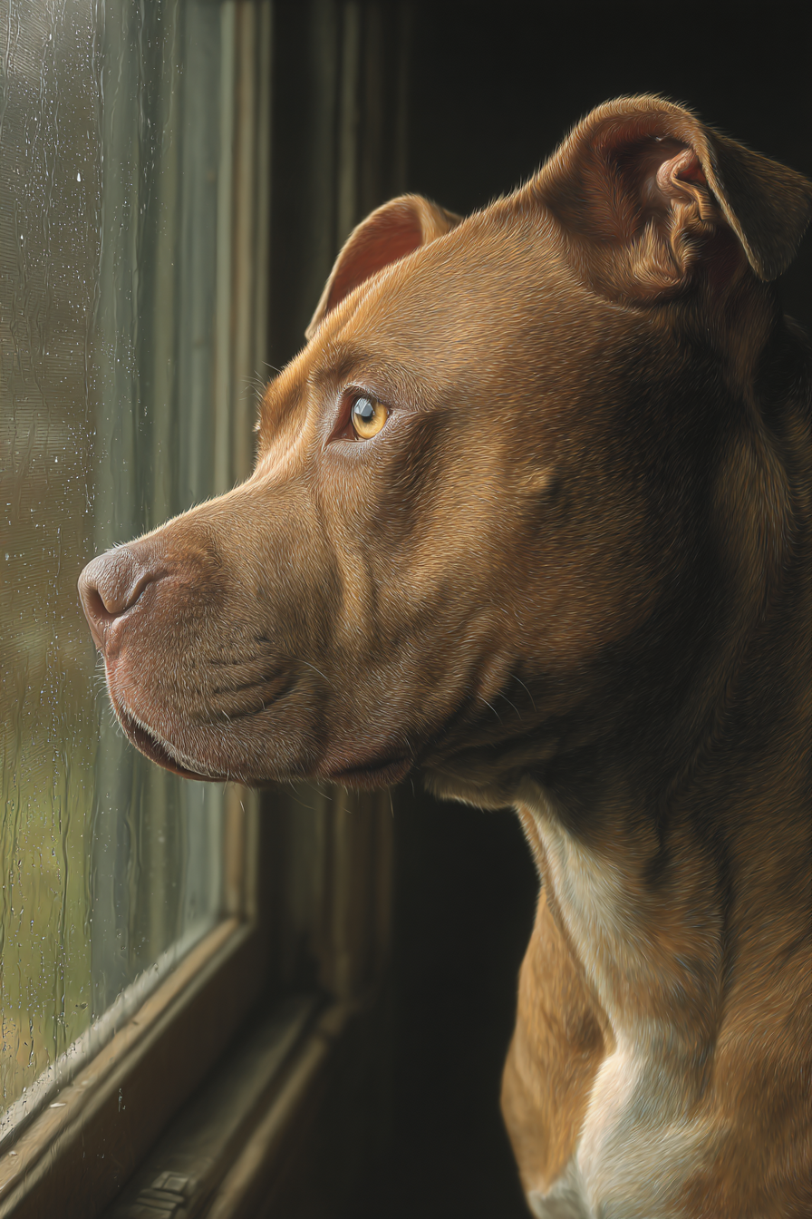 Brauner Hund Aus Dem Fenster Blickend Regnerischer Tag | Katzen und Hunde | Tiere
