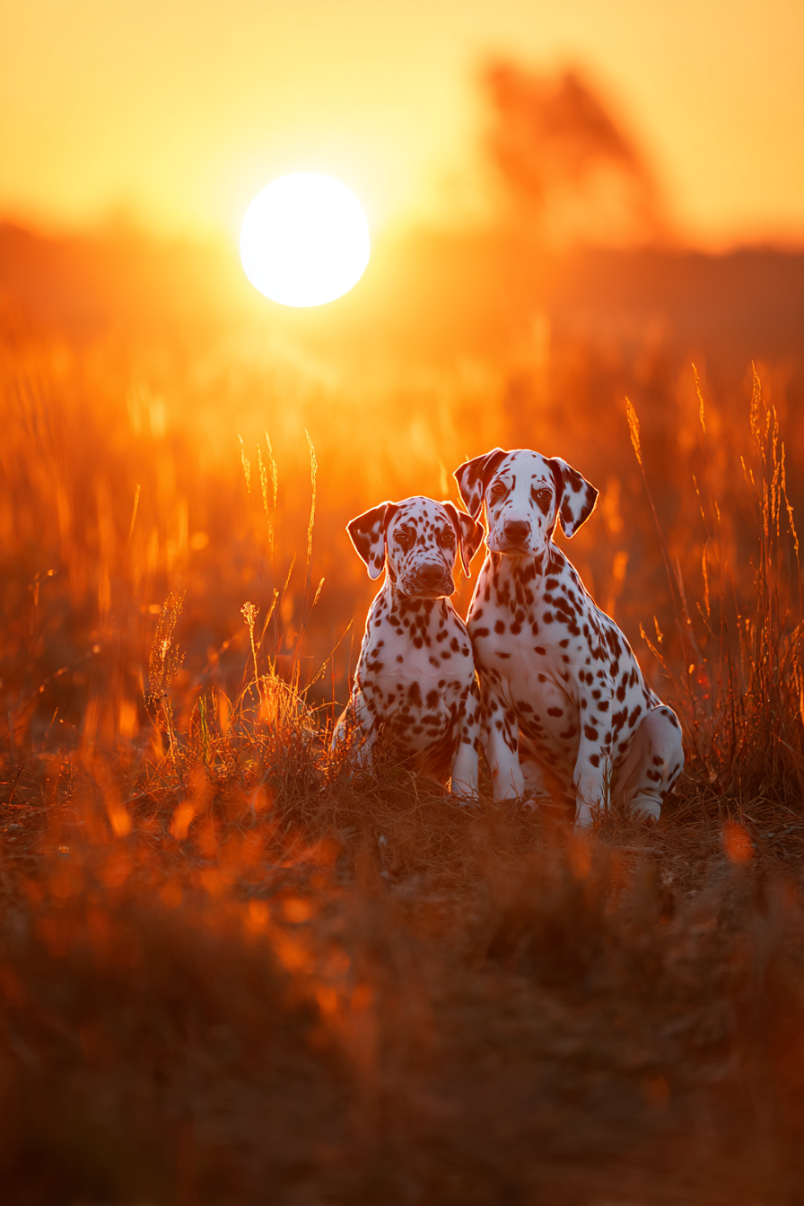 Dalmatiner Im Feld Bei Sonnenuntergang | Katzen und Hunde | Tiere