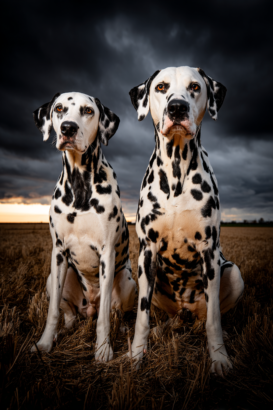 Dalmatiner Im Feld Dramatischer Himmel Moody Atmosphäre | Katzen und Hunde | Tiere