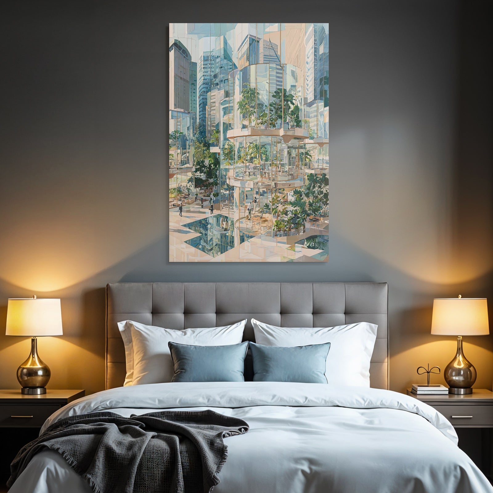 Futuristische Stadt Mit Grünen Architekturen Und Modernen Gebäuden