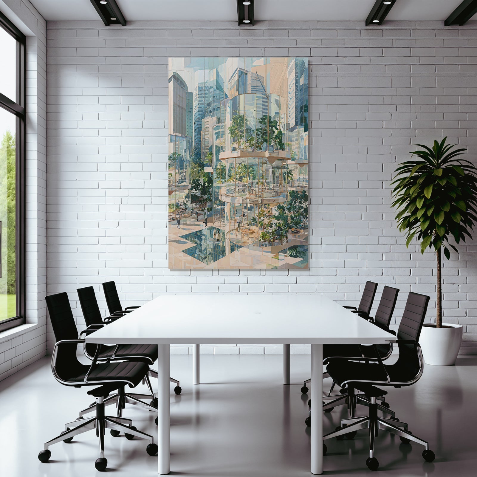 Futuristische Stadt Mit Grünen Architekturen Und Modernen Gebäuden