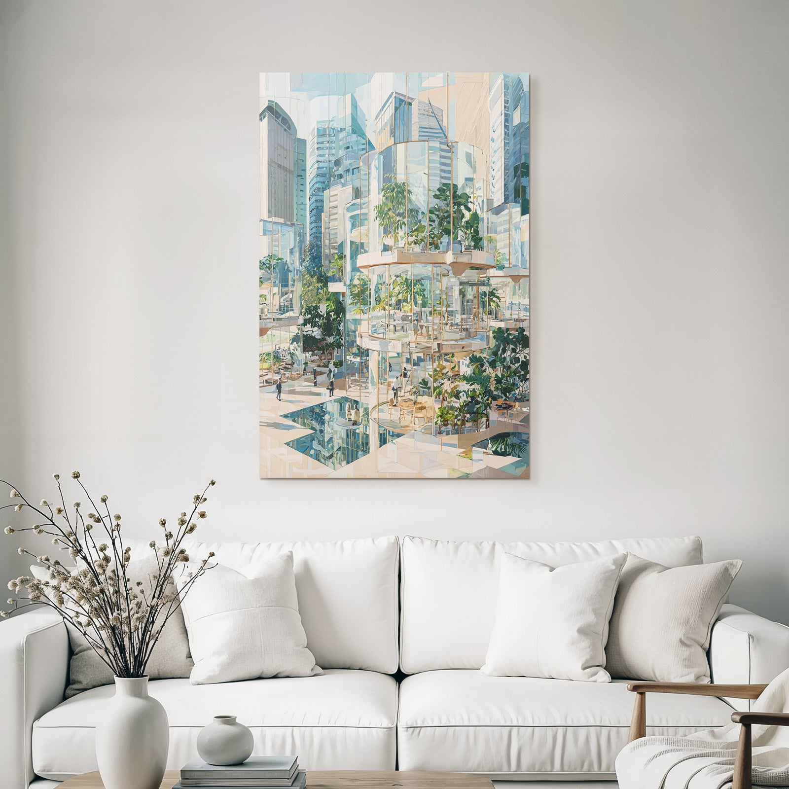 Futuristische Stadt Mit Grünen Architekturen Und Modernen Gebäuden
