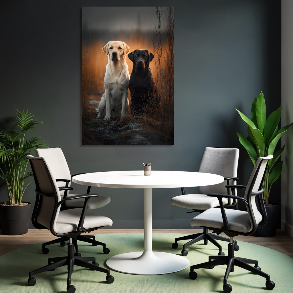 Gelbe Und Schwarze Labrador Retriever Im Freien