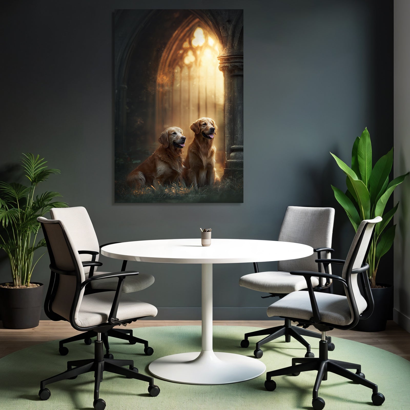 Golden Retriever Im Alt Architektur Beruhigende Atmosphäre
