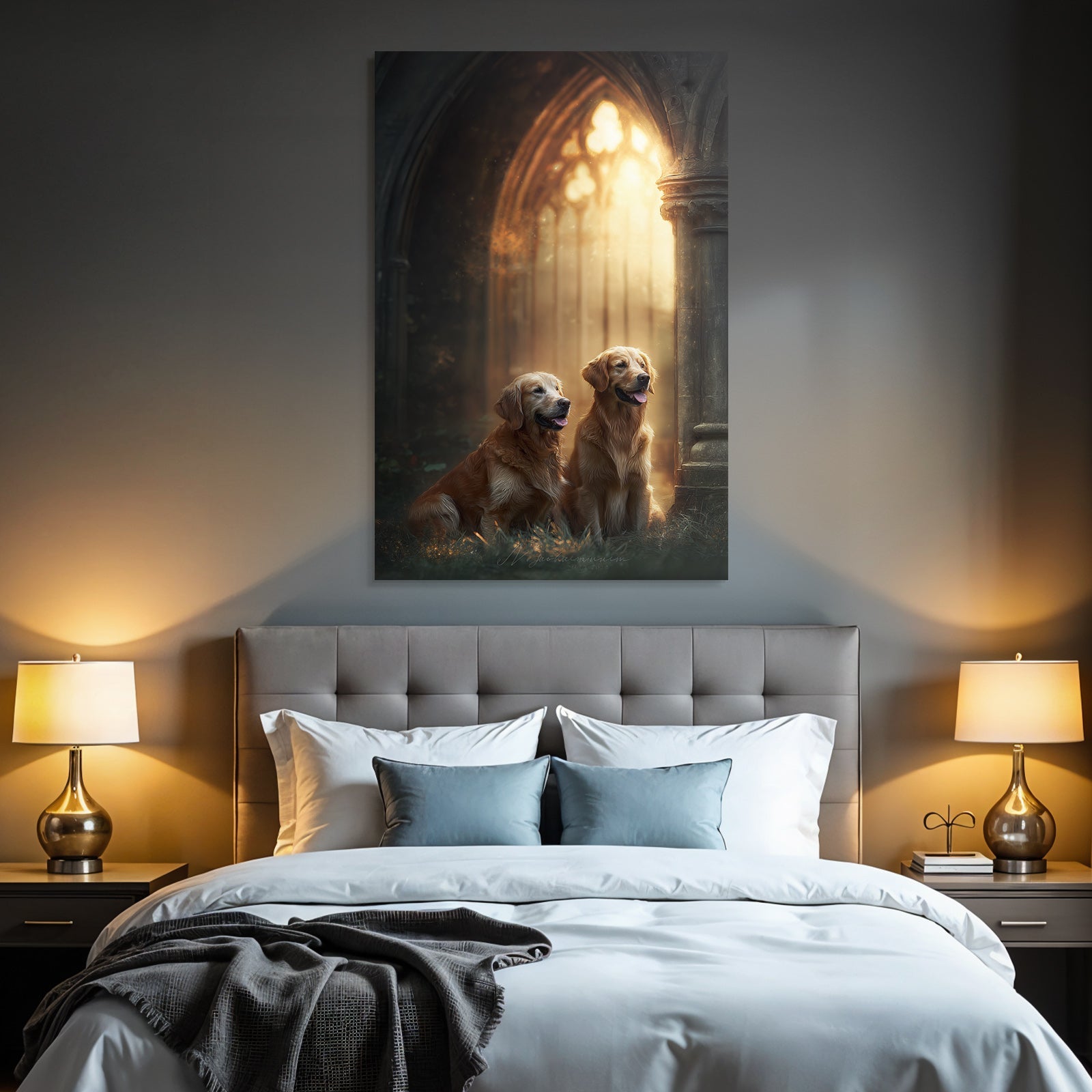Golden Retriever Im Alt Architektur Beruhigende Atmosphäre