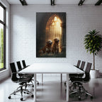 Golden Retriever Im Alt Architektur Beruhigende Atmosphäre