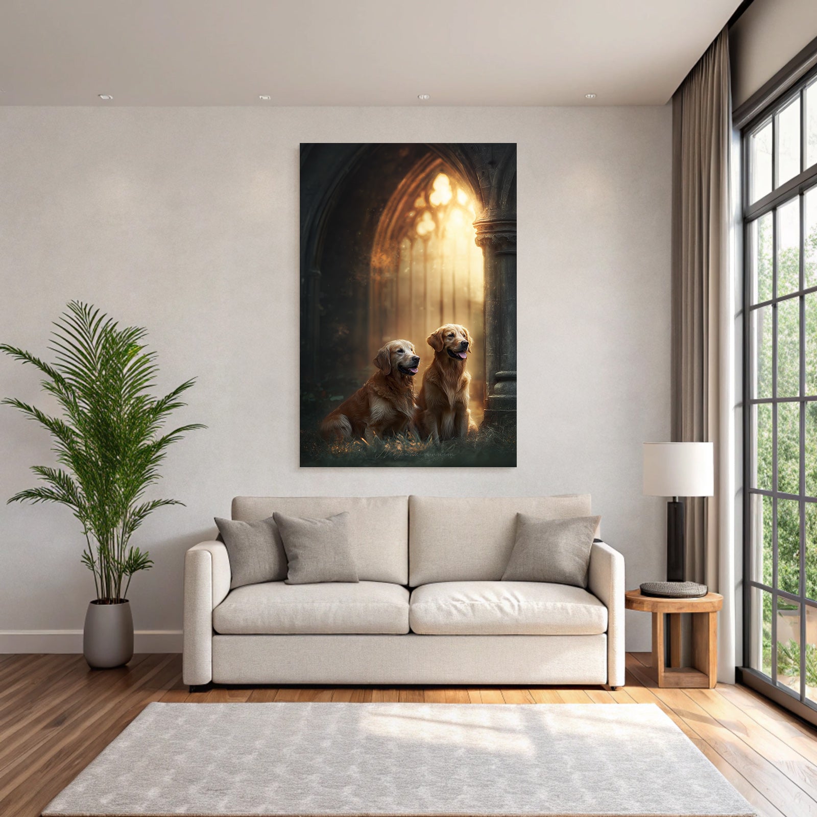 Golden Retriever Im Alt Architektur Beruhigende Atmosphäre