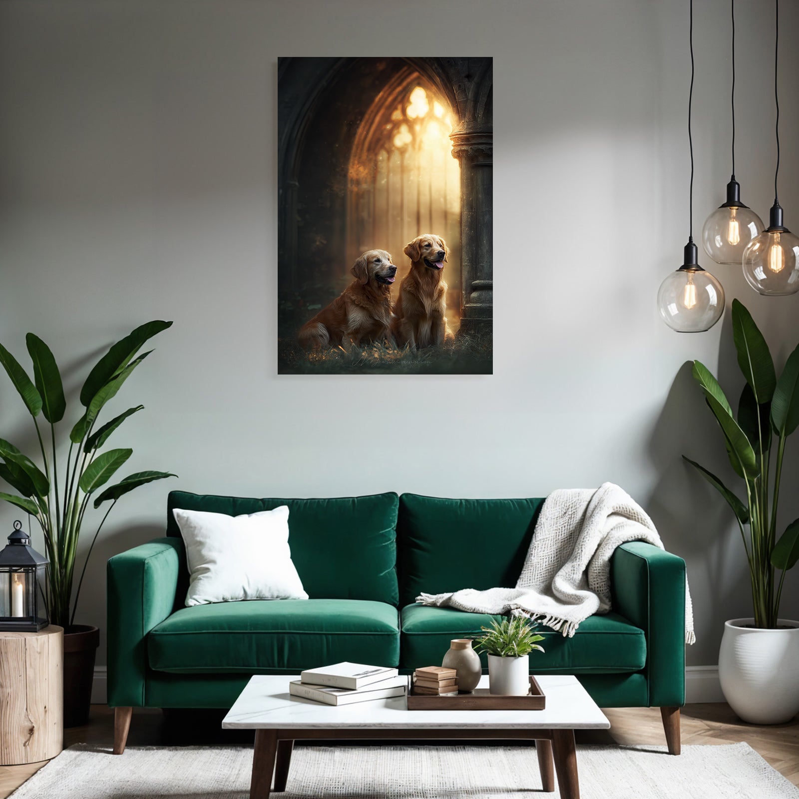 Golden Retriever Im Alt Architektur Beruhigende Atmosphäre