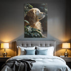 Golden Retriever Ruhend Neben Pflanzen
