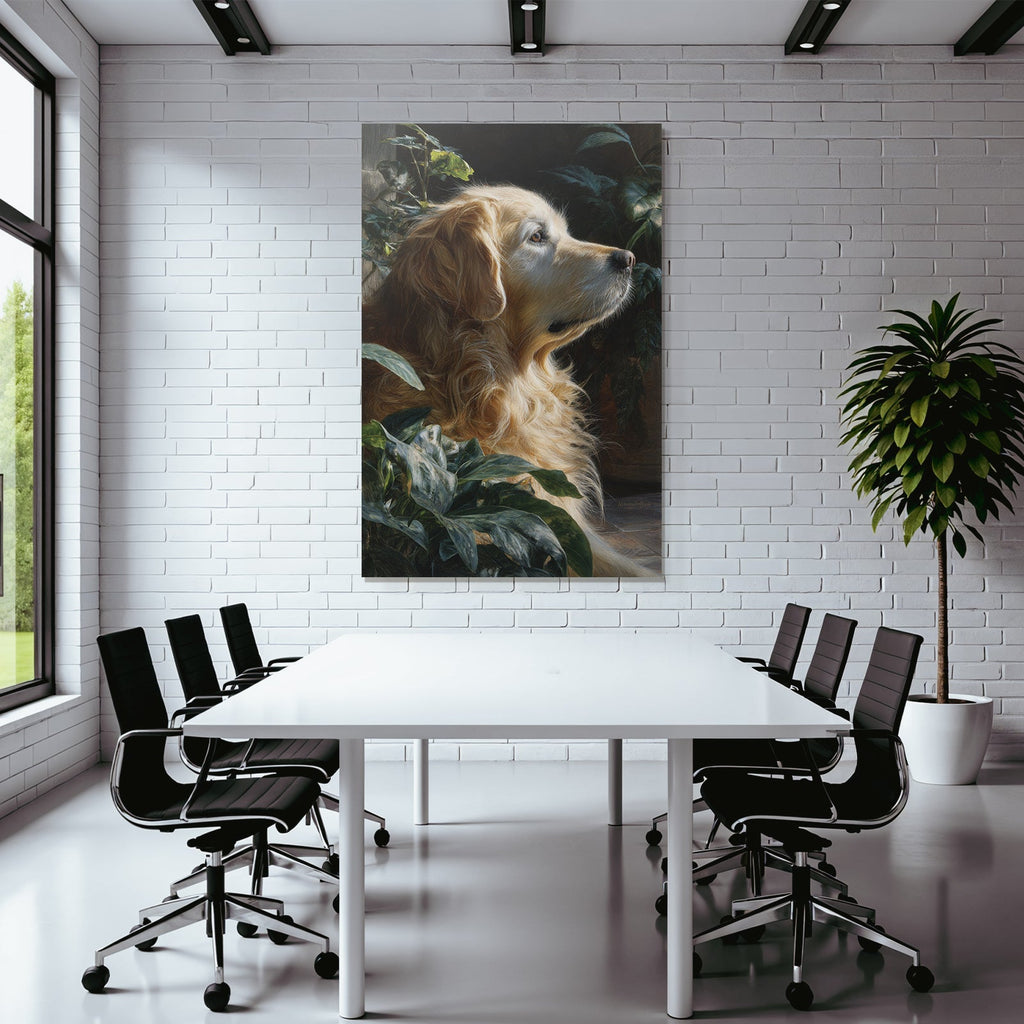 Golden Retriever Ruhend Neben Pflanzen