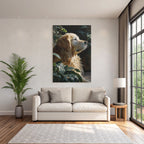 Golden Retriever Ruhend Neben Pflanzen