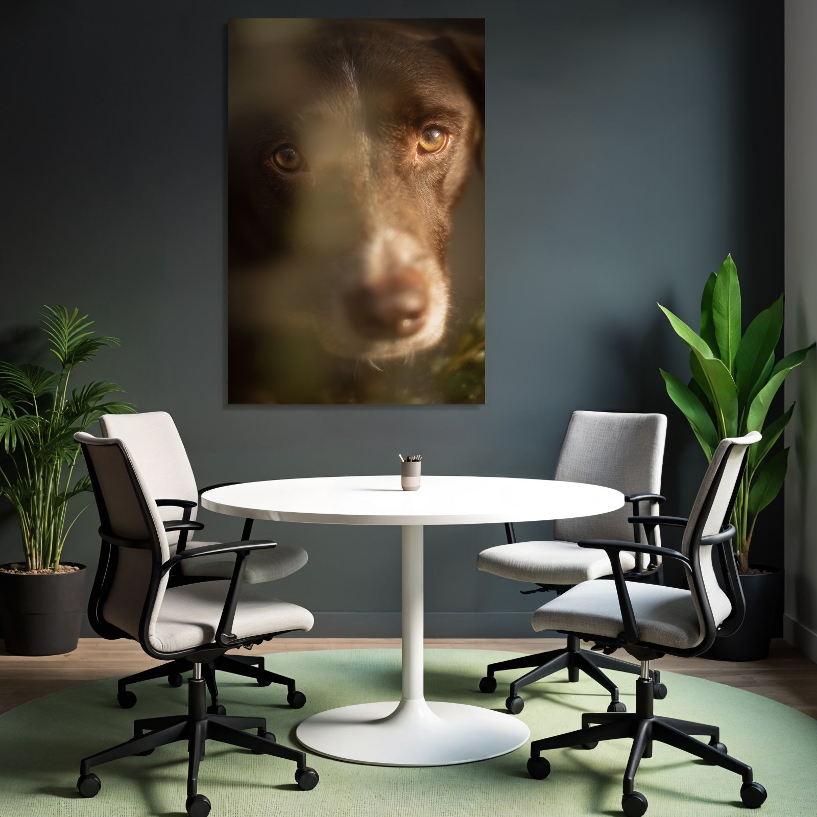 Hund Gesicht Nahaufnahme Braun Augen Nase Unscharfer Hintergrund
