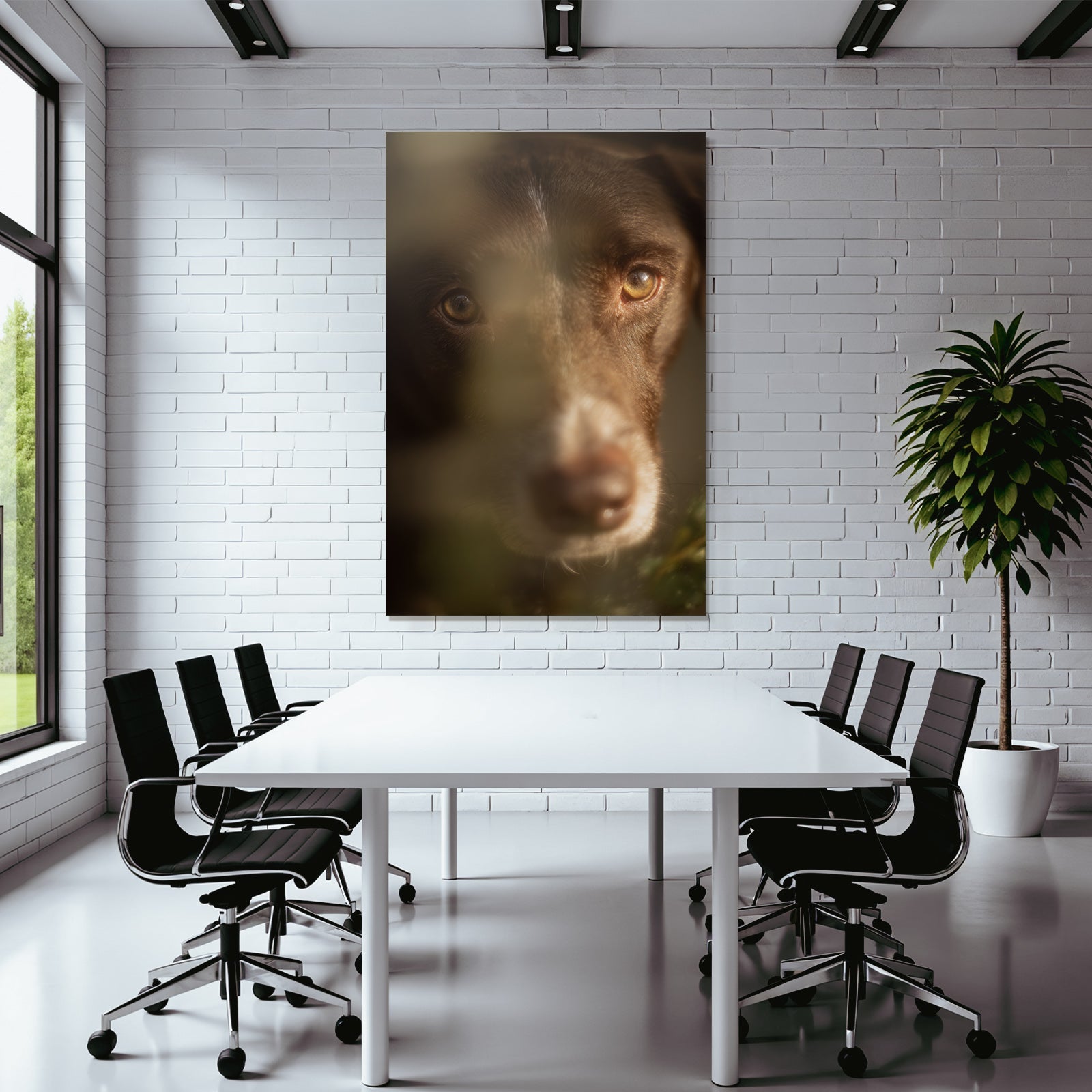 Hund Gesicht Nahaufnahme Braun Augen Nase Unscharfer Hintergrund