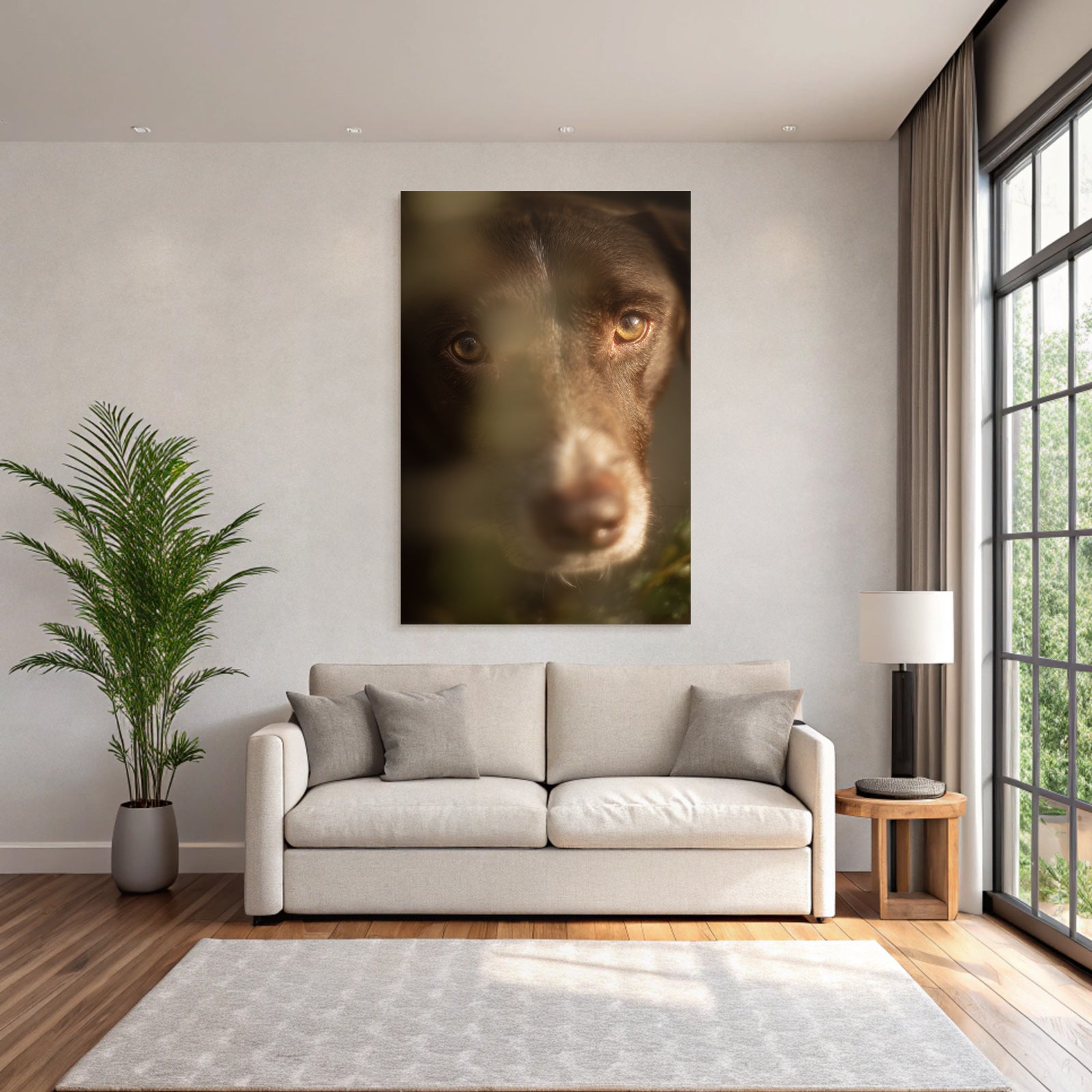 Hund Gesicht Nahaufnahme Braun Augen Nase Unscharfer Hintergrund
