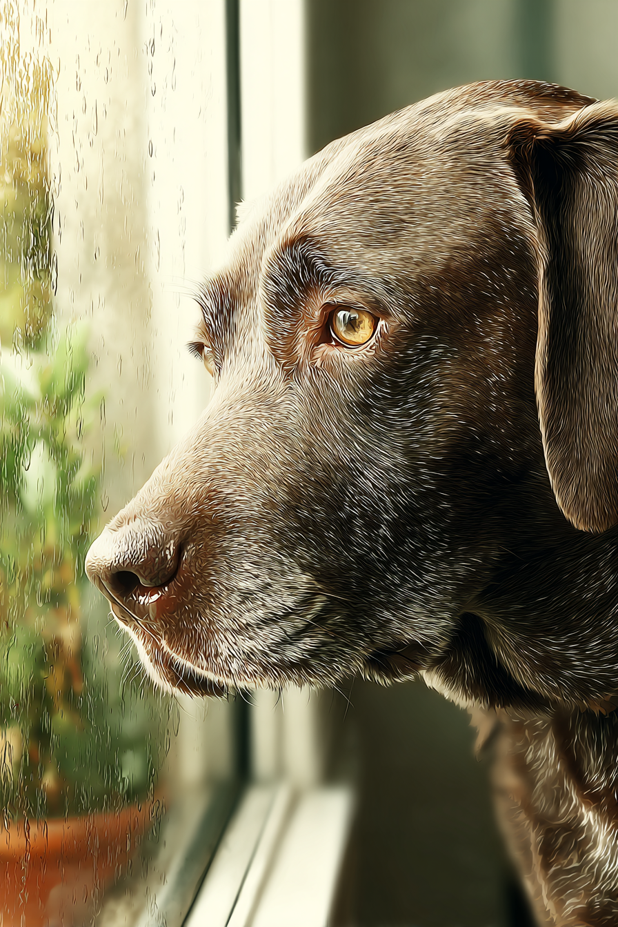 Hund Gesicht Regentropfen Am Fenster | Katzen und Hunde | Tiere