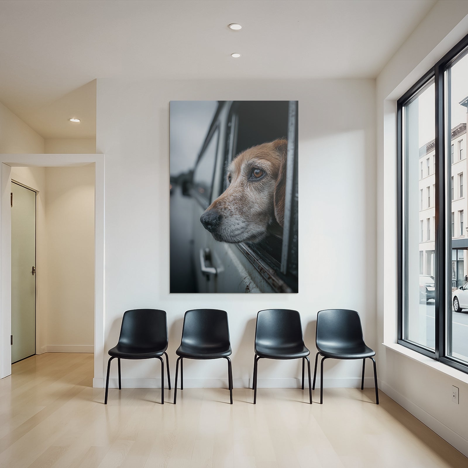 Hund Im Autofenster Regnerischer Tag