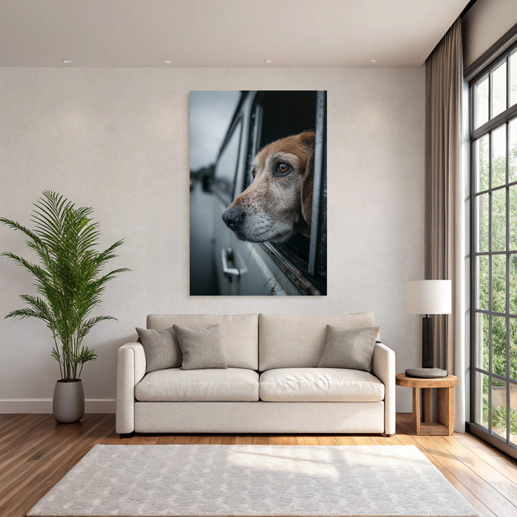 Hund Im Autofenster Regnerischer Tag