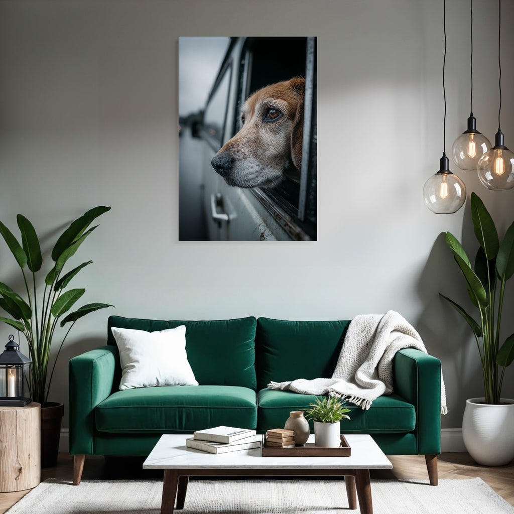 Hund Im Autofenster Regnerischer Tag