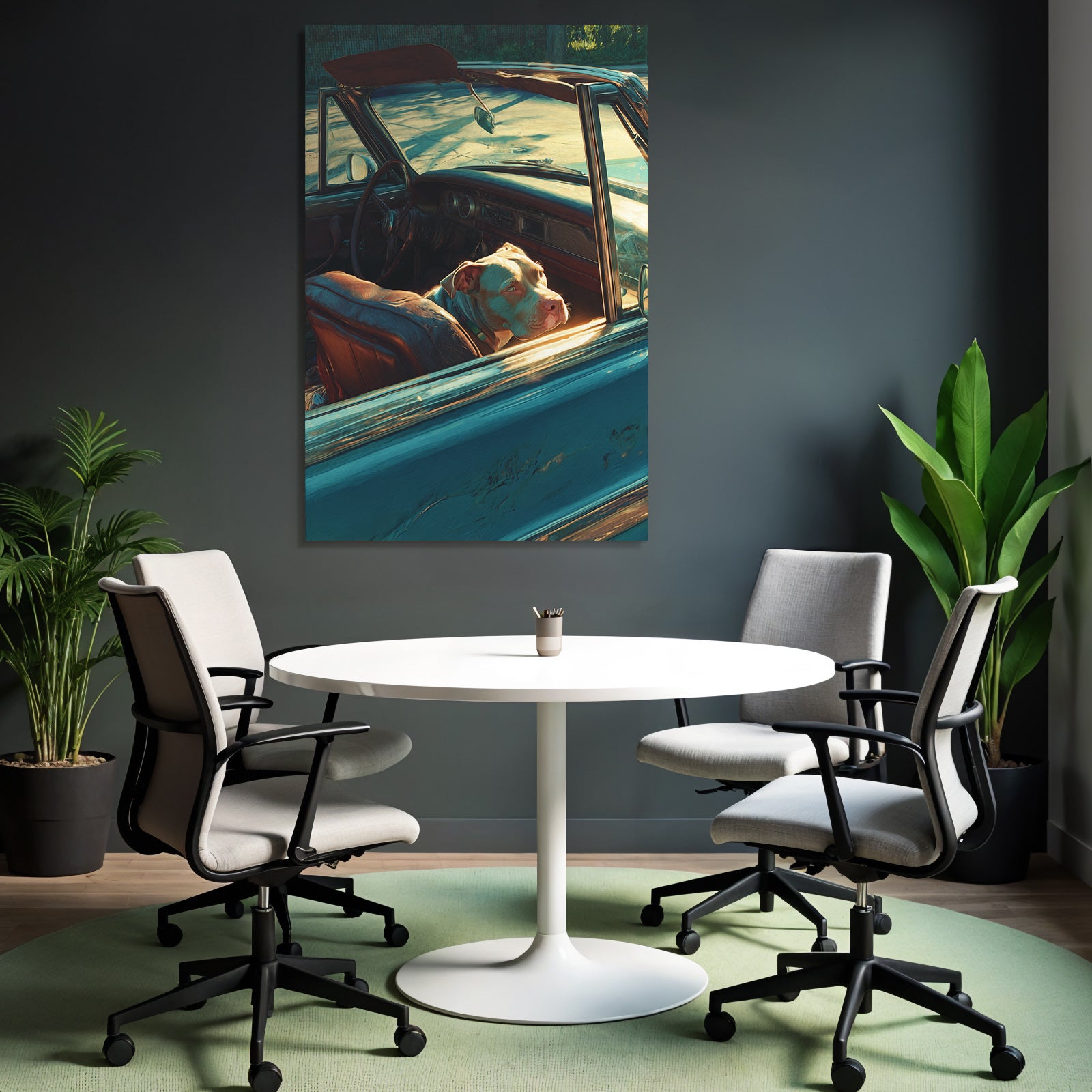 Hund Im Klassischen Auto Beim Sonnenbaden