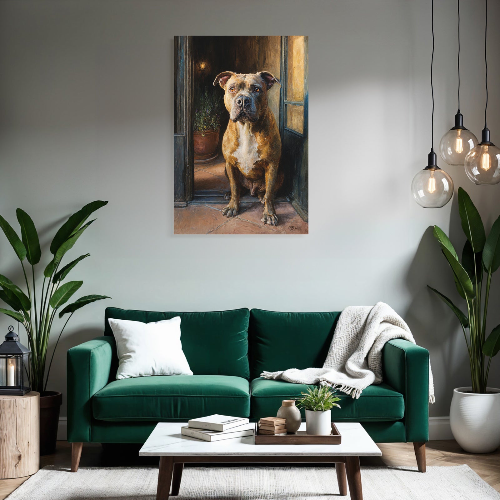 Hund Vor Der Tür Mit Blumentopf