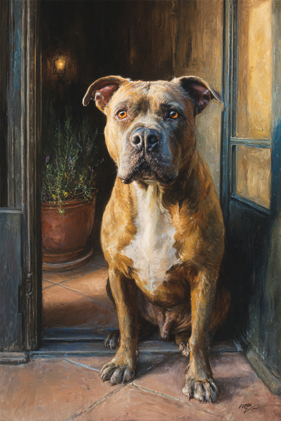 Hund Vor Der Tür Mit Blumentopf | Katzen und Hunde | Tiere