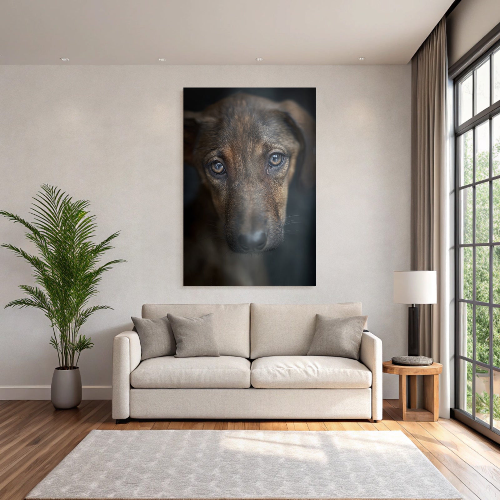 Hundegesicht Ausdrucksvolle Augen Braunes Fell