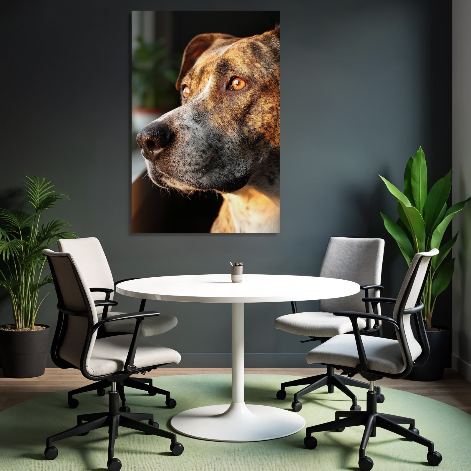 Hundegesicht Fellmuster Ausdrucksvolle Augen Warmes Licht Intime Mood