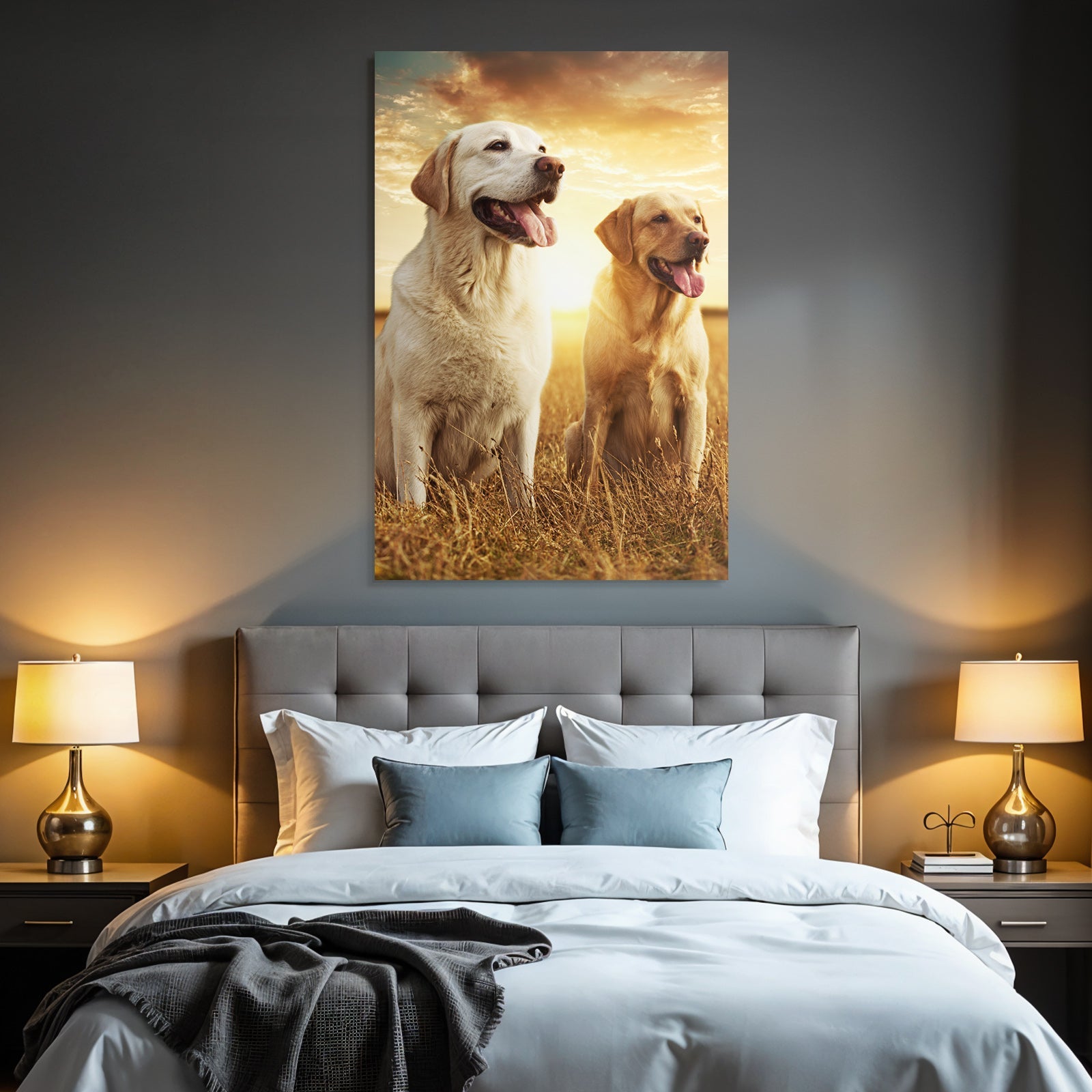 Labrador Retriever Im Feld Bei Sonnenuntergang