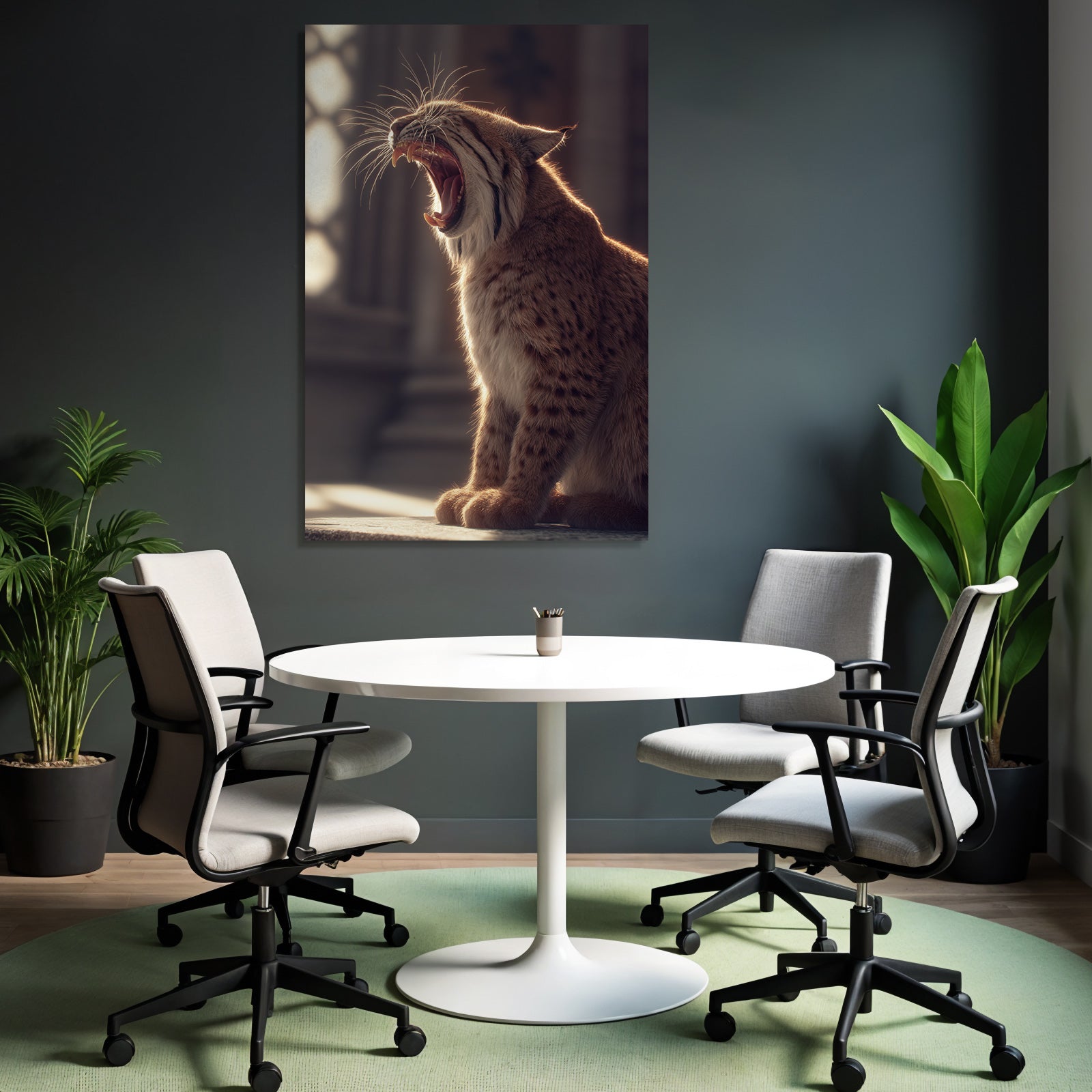 Lynx Gähnend Im Licht Einer Seelenatmosphäre