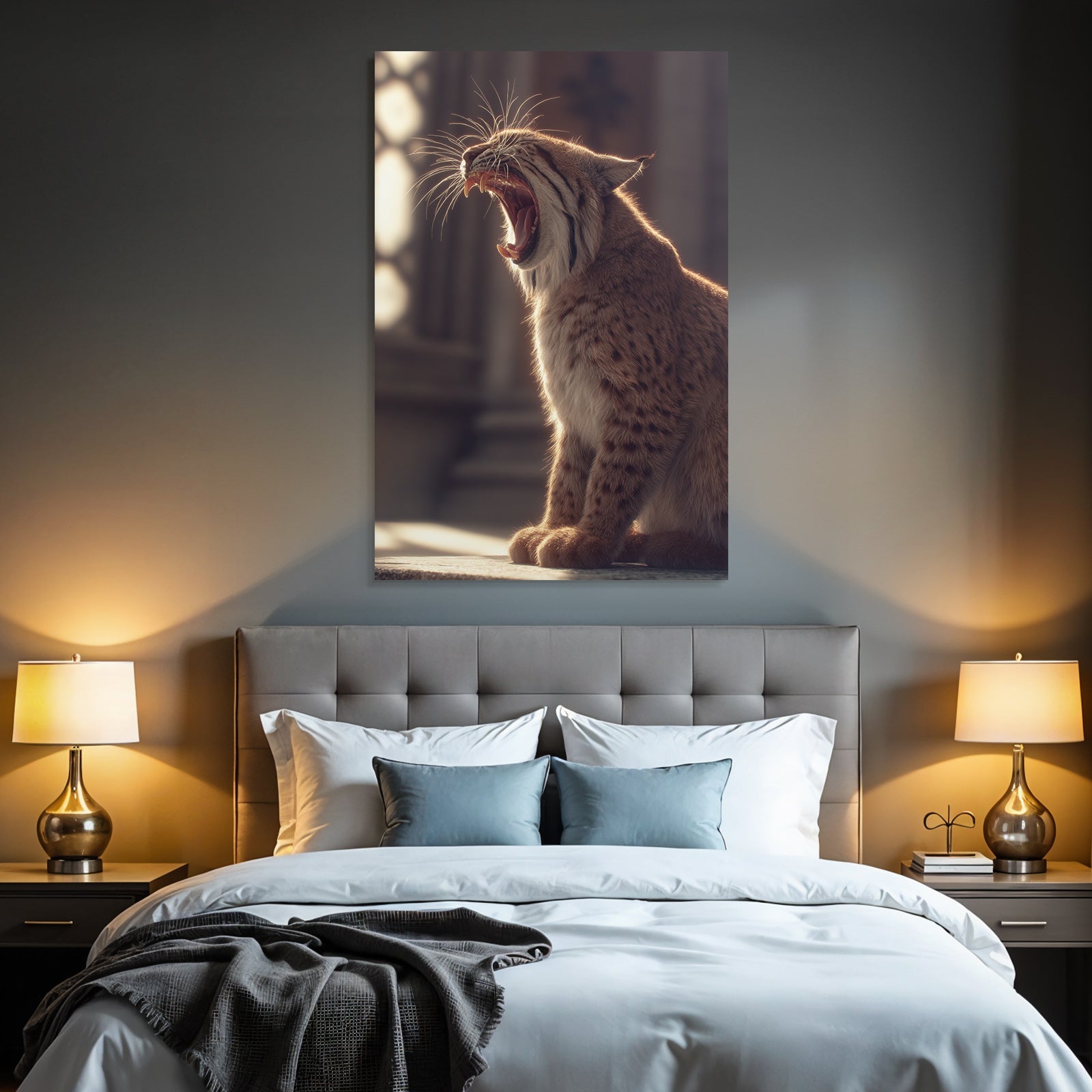 Lynx Gähnend Im Licht Einer Seelenatmosphäre