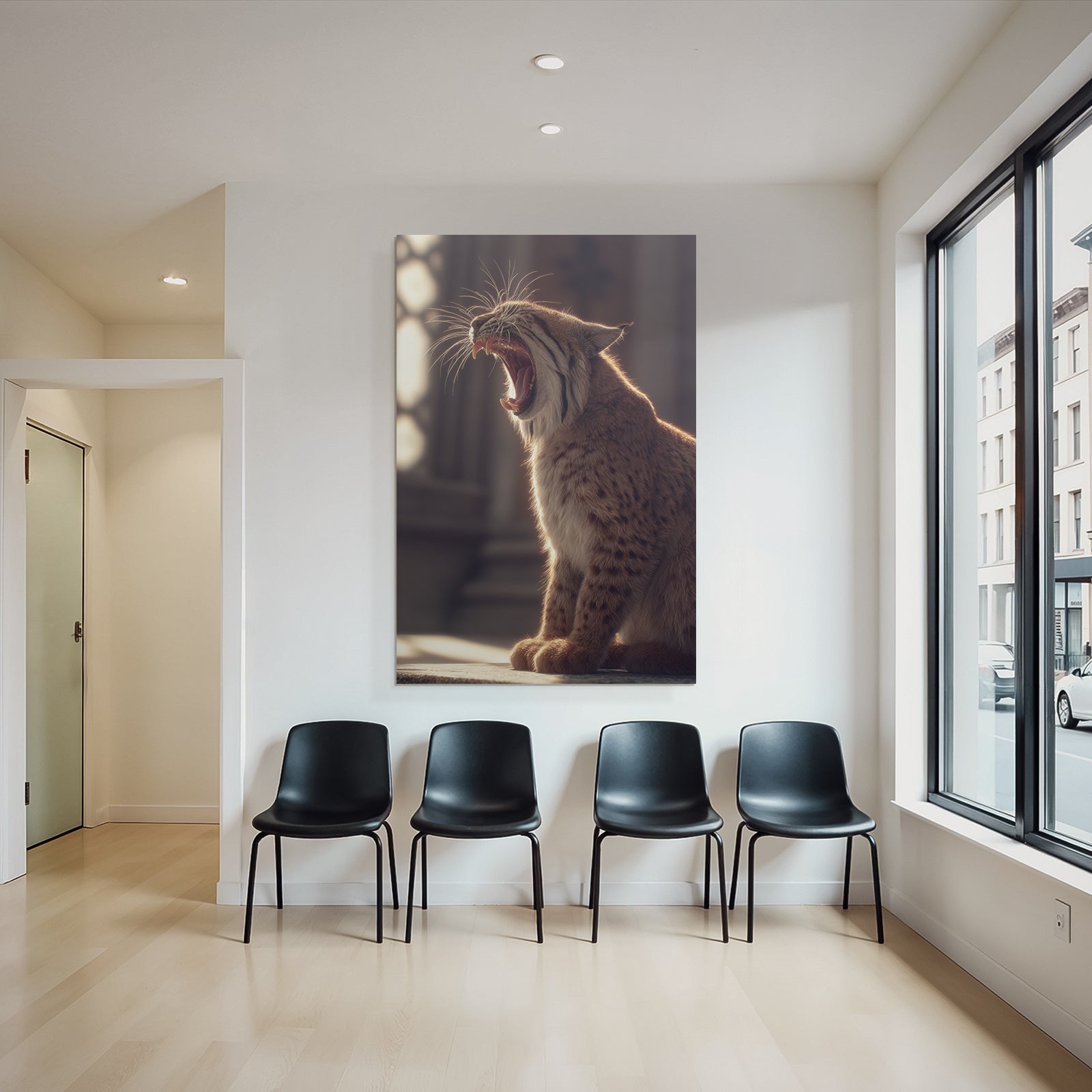 Lynx Gähnend Im Licht Einer Seelenatmosphäre