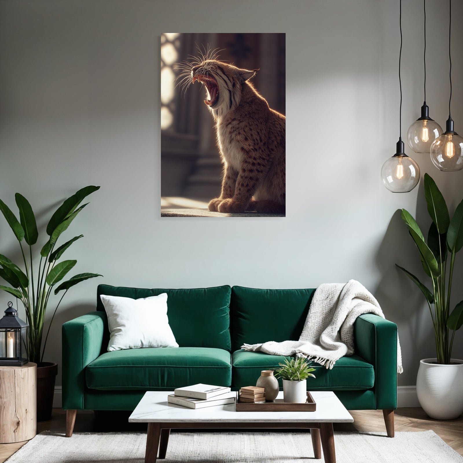 Lynx Gähnend Im Licht Einer Seelenatmosphäre