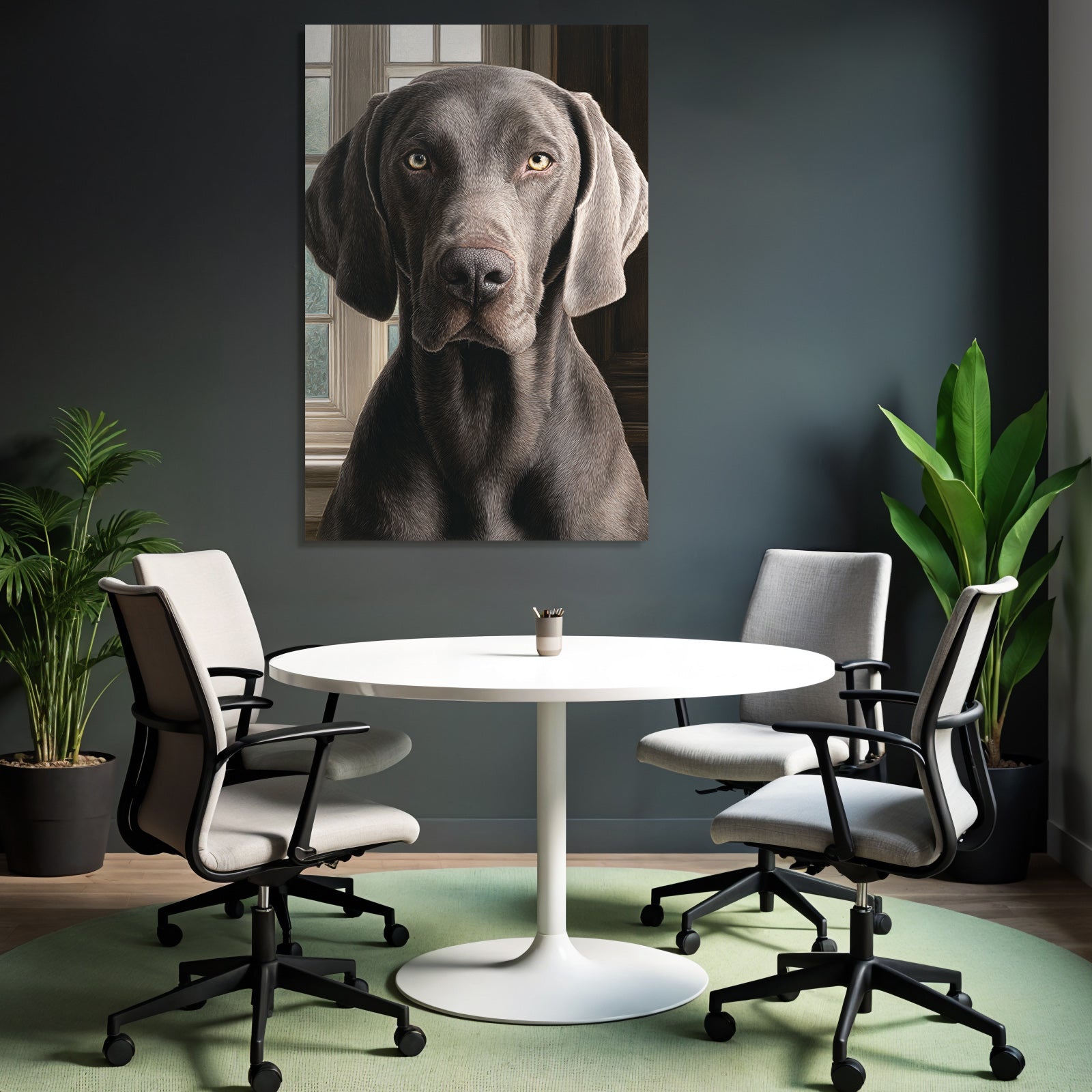 Realistisches Portrait Eines Hundes Mit Graufell Und Ausdrucksvollen Augen
